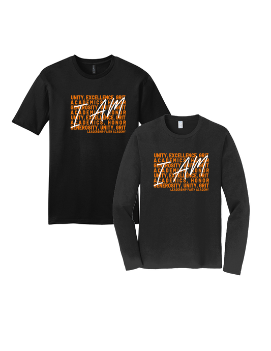 **PRE-ORDER** I AM Core Values - Leadership Faith Academy Core Values Tee Shirt - Black
