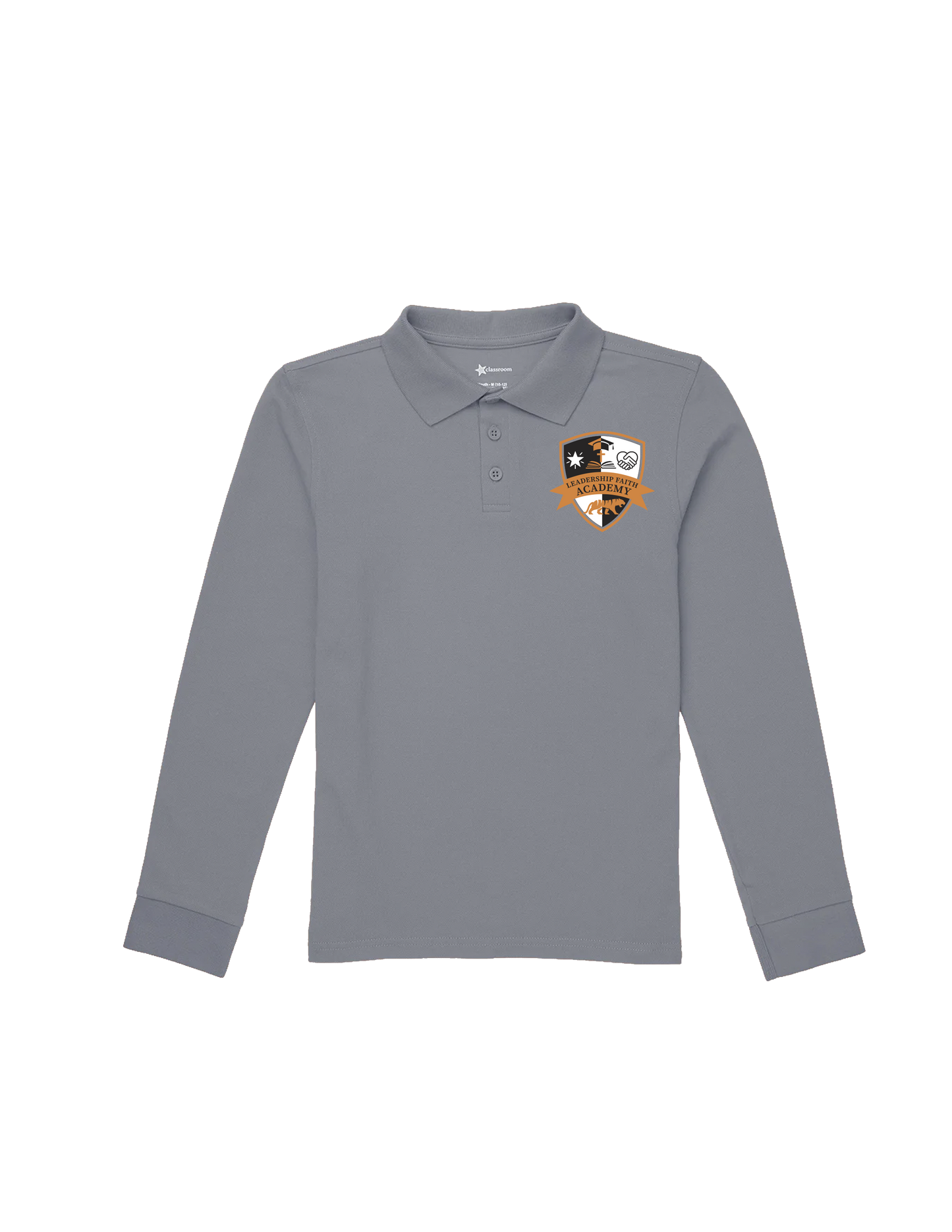 **EARLY LEARNING/ PRE-K ONLY** Leadership Faith Academy Polo Shirt - Short Sleeve or Long Sleeve - Heather Grey